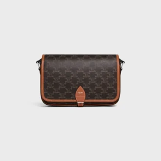 Borsa a tracolla Folco piccola in Triomphe Canvas e pelle di vitello