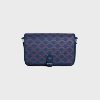Borsa a tracolla Folco piccola in Triomphe Canvas e pelle di vitello