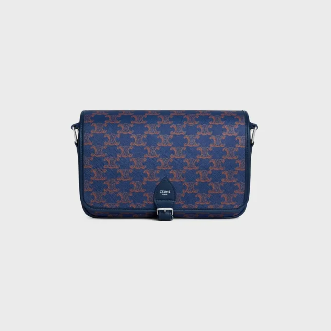 Borsa a tracolla Folco piccola in Triomphe Canvas e pelle di vitello Borsa a tracolla Folco piccola in Triomphe Canvas e pelle di vitello