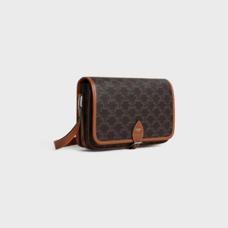 Borsa a tracolla Folco piccola in Triomphe Canvas e pelle di vitello