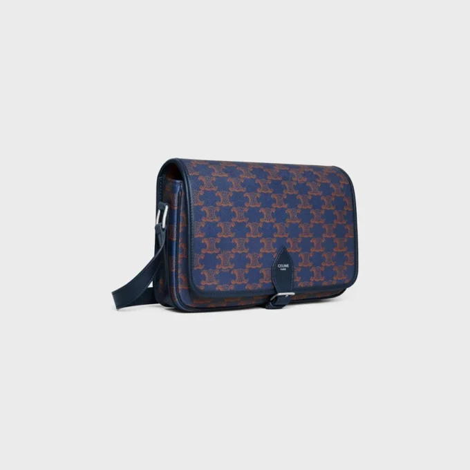 Borsa a tracolla Folco piccola in Triomphe Canvas e pelle di vitello Borsa a tracolla Folco piccola in Triomphe Canvas e pelle di vitello