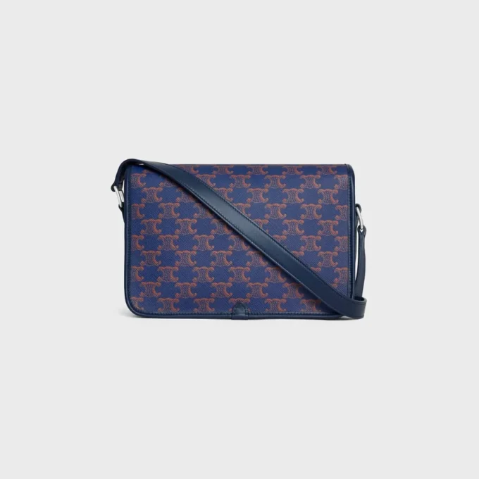 Borsa a tracolla Folco piccola in Triomphe Canvas e pelle di vitello Borsa a tracolla Folco piccola in Triomphe Canvas e pelle di vitello