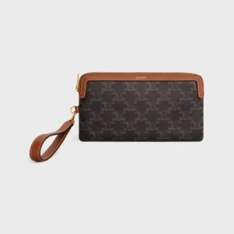 Borsa a tracolla lunga in Triomphe Canvas e pelle di vitello