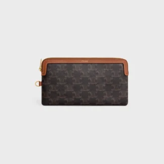 Borsa a tracolla lunga in Triomphe Canvas e pelle di vitello