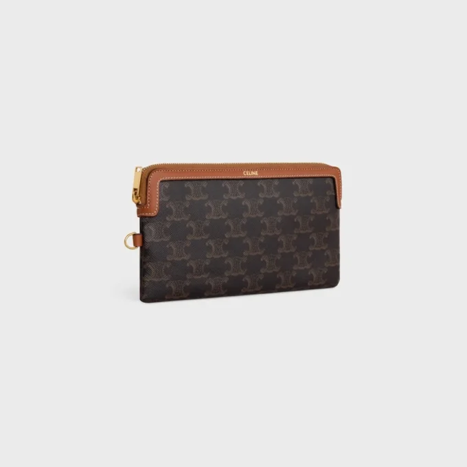 Borsa a tracolla lunga in Triomphe Canvas e pelle di vitello Borsa a tracolla lunga in Triomphe Canvas e pelle di vitello
