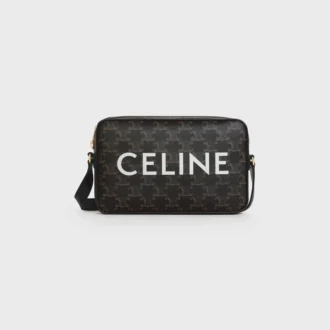 Borsa a tracolla media in Triomphe Canvas con stampa CELINE