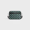 Borsa a tracolla piccola in Triomphe Canvas a righe e pelle di vitello