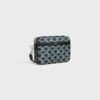 Borsa a tracolla piccola in Triomphe Canvas a righe e pelle di vitello