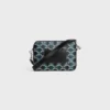 Borsa a tracolla piccola in Triomphe Canvas a righe e pelle di vitello