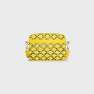 Borsa a tracolla piccola in Triomphe Canvas e pelle di vitello