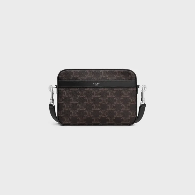Borsa a tracolla piccola in Triomphe Canvas e pelle di vitello Borsa a tracolla piccola in Triomphe Canvas e pelle di vitello