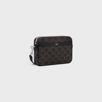 Borsa a tracolla piccola in Triomphe Canvas e pelle di vitello