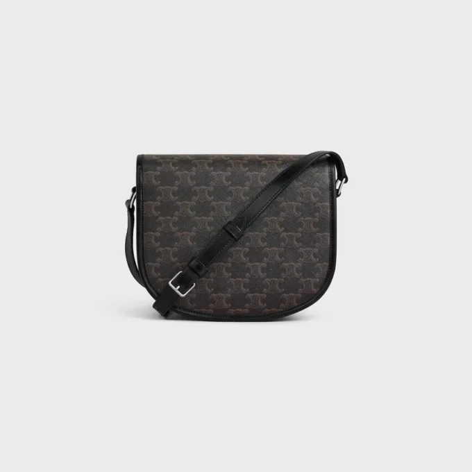 Borsa Besace Triomphe media in Triomphe Canvas e pelle di vitello Borsa Besace Triomphe media in Triomphe Canvas e pelle di vitello