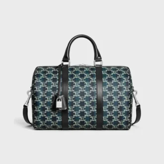 Borsa Boston grande in tela Triomphe Canvas e pelle di vitello