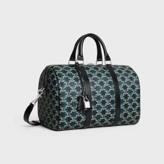 Borsa Boston grande in tela Triomphe Canvas e pelle di vitello