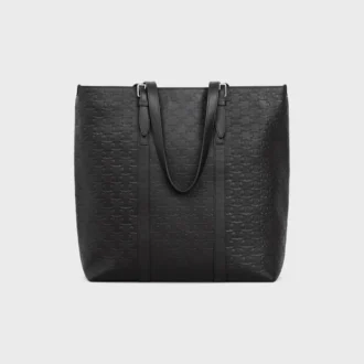 Borsa Cabas con fibbia in pelle di vitello con motivo Triomphe goffrato