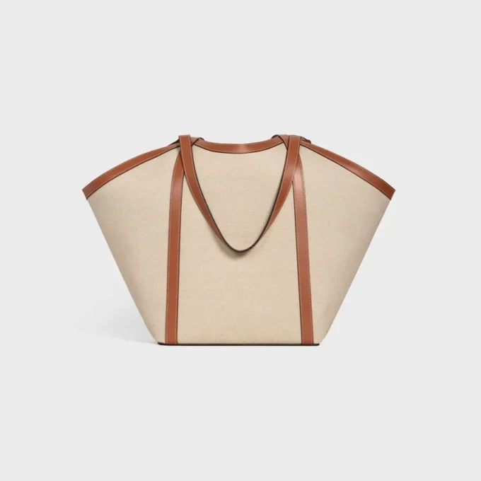 Borsa Cabas grande in tessuto con ricamo a forma di ancora e pelle di vitello Borsa Cabas grande in tessuto con ricamo a forma di ancora e pelle di vitello