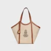 Borsa Cabas grande in tessuto con ricamo a forma di ancora e pelle di vitello Borsa Cabas grande in tessuto con ricamo a forma di ancora e pelle di vitello