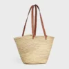 Borsa CELINE Classic Panier media in foglie di palma e pelle di vitello