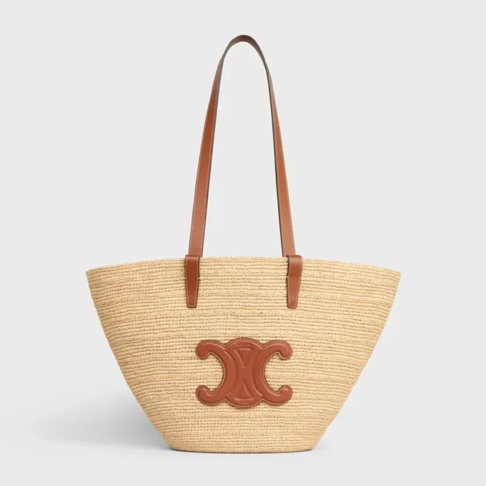 Borsa CELINE Classic Panier media in rafia e pelle di vitello Borsa CELINE Classic Panier media in rafia e pelle di vitello