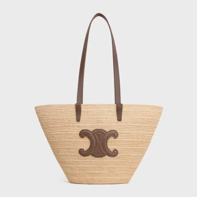 Borsa CELINE Classic Panier media in rafia e pelle di vitello Borsa CELINE Classic Panier media in rafia e pelle di vitello