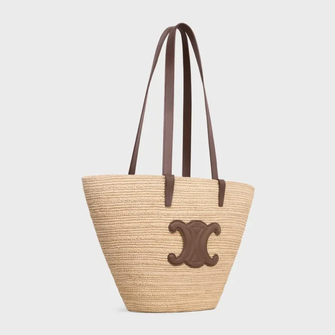 Borsa CELINE Classic Panier media in rafia e pelle di vitello Borsa CELINE Classic Panier media in rafia e pelle di vitello
