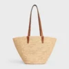 Borsa CELINE Classic Panier media in rafia e pelle di vitello Borsa CELINE Classic Panier media in rafia e pelle di vitello