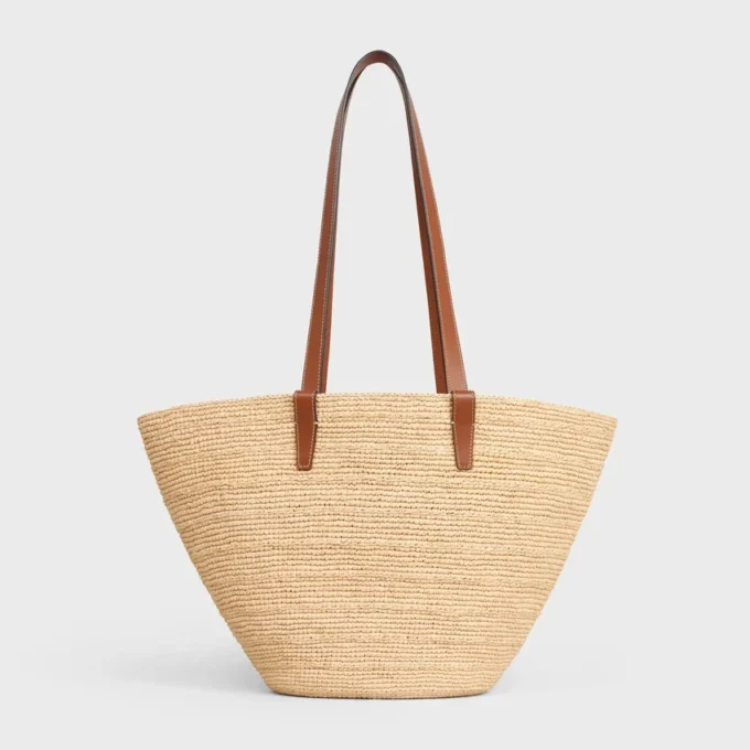Borsa CELINE Classic Panier media in rafia e pelle di vitello Borsa CELINE Classic Panier media in rafia e pelle di vitello