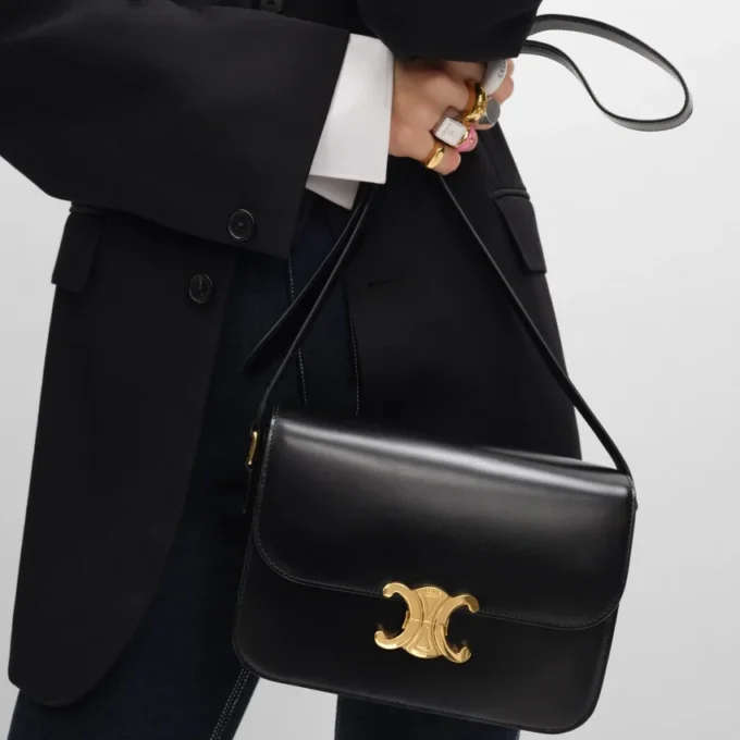 Borsa Classica Triomphe in pelle di vitello lucida Borsa Classica Triomphe in pelle di vitello lucida
