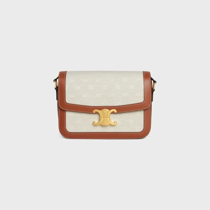 Borsa Classique Triomphe in tessuto con motivo Triomphe su tutta la superficie e pelle di vitello Borsa Classique Triomphe in tessuto con motivo Triomphe su tutta la superficie e pelle di vitello