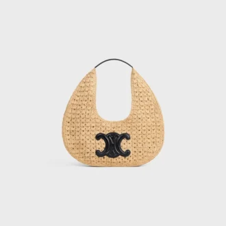 Borsa Hobo Panier Classic di CELINE in rafia e pelle di vitello