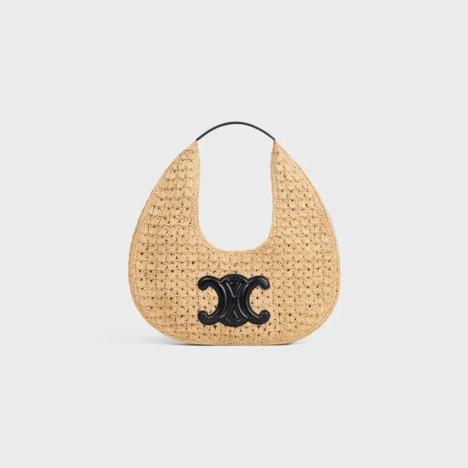 Borsa Hobo Panier Classic di CELINE in rafia e pelle di vitello Borsa Hobo Panier Classic di CELINE in rafia e pelle di vitello