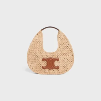 Borsa Hobo Panier Classic di CELINE in rafia e pelle di vitello