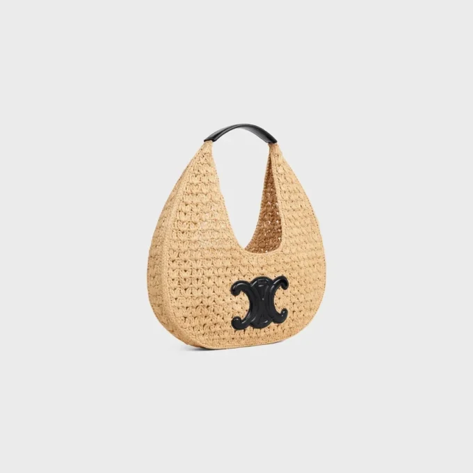Borsa Hobo Panier Classic di CELINE in rafia e pelle di vitello Borsa Hobo Panier Classic di CELINE in rafia e pelle di vitello