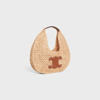 Borsa Hobo Panier Classic di CELINE in rafia e pelle di vitello