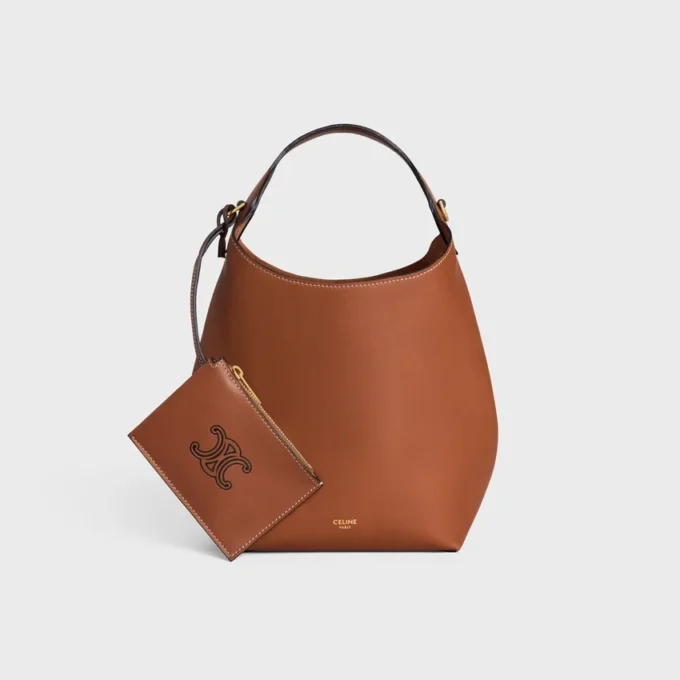 Borsa Hobo piccola in morbida pelle di vitello liscia Borsa Hobo piccola in morbida pelle di vitello liscia