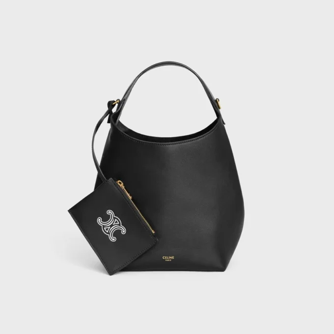 Borsa Hobo piccola in morbida pelle di vitello liscia Borsa Hobo piccola in morbida pelle di vitello liscia