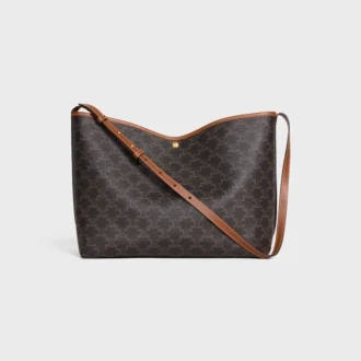 Borsa shopper morbida in Triomphe Canvas e pelle di vitello