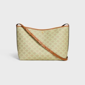 Borsa shopper morbida in Triomphe Canvas e pelle di vitello