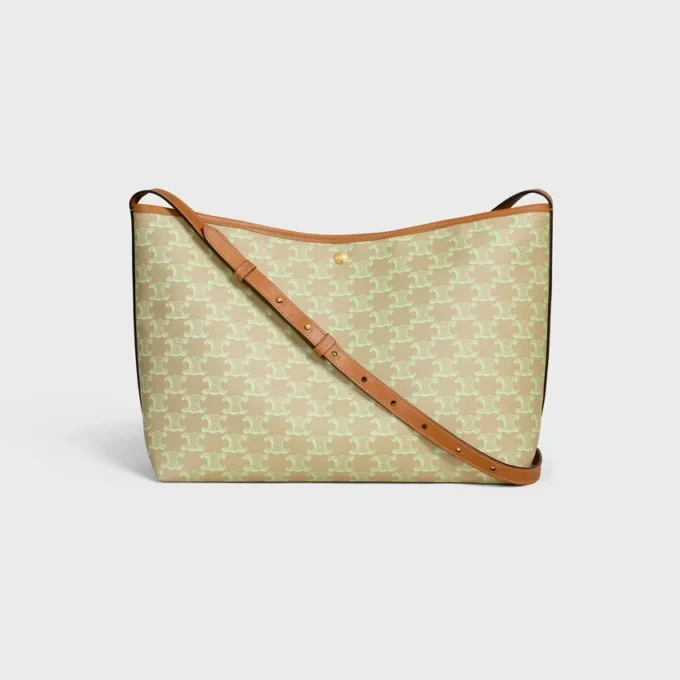 Borsa shopper morbida in Triomphe Canvas e pelle di vitello Borsa shopper morbida in Triomphe Canvas e pelle di vitello