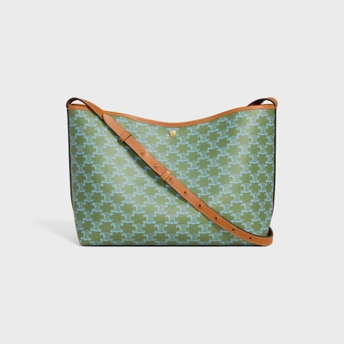 Borsa shopper morbida in Triomphe Canvas e pelle di vitello Borsa shopper morbida in Triomphe Canvas e pelle di vitello