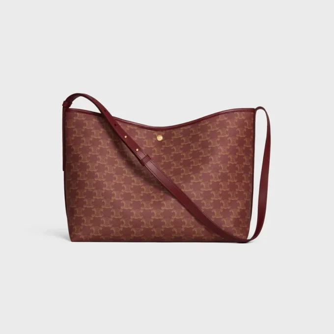 Borsa shopper morbida in Triomphe Canvas e pelle di vitello