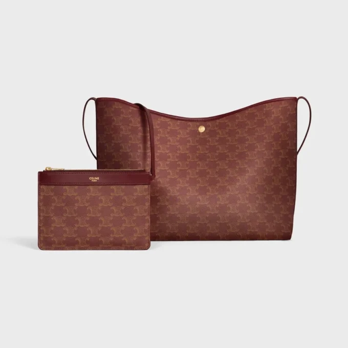 Borsa shopper morbida in Triomphe Canvas e pelle di vitello