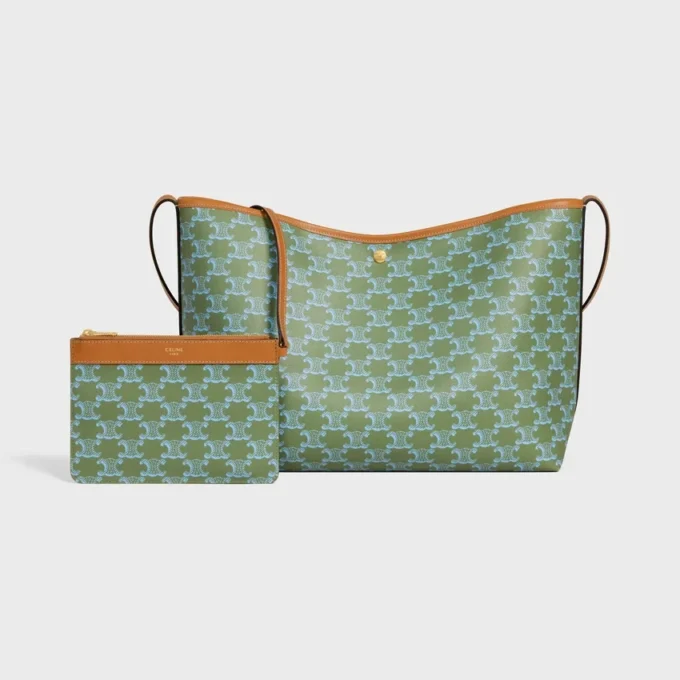 Borsa shopper morbida in Triomphe Canvas e pelle di vitello Borsa shopper morbida in Triomphe Canvas e pelle di vitello