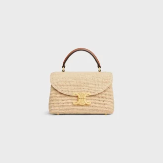 Borsa Teen Nino in rafia e pelle di vitello