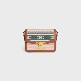 Borsa Teen Triomphe in tessuto a righe e pelle di vitello