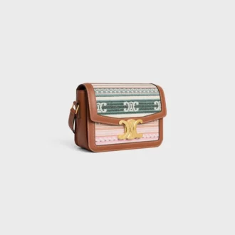 Borsa Teen Triomphe in tessuto a righe e pelle di vitello