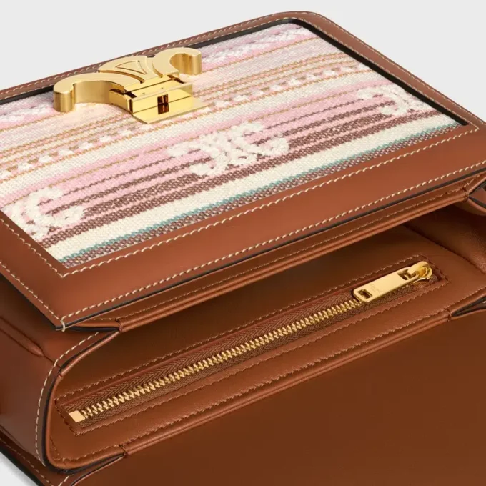 Borsa Teen Triomphe in tessuto a righe e pelle di vitello