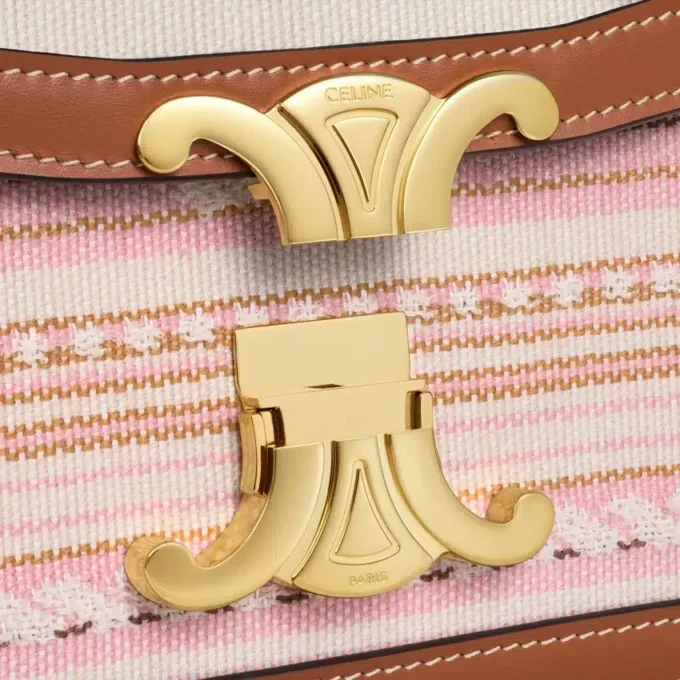 Borsa Teen Triomphe in tessuto a righe e pelle di vitello