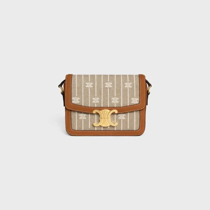 Borsa Teen Triomphe in tessuto con motivo Triomphe su tutta la superficie e pelle di vitello Borsa Teen Triomphe in tessuto con motivo Triomphe su tutta la superficie e pelle di vitello